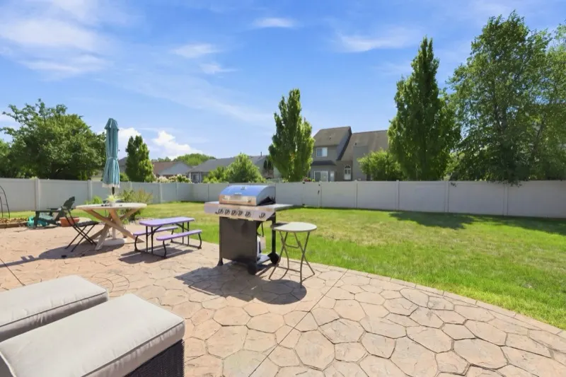 Stamped-concrete patio