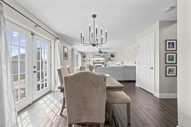 Dining area and French doors to the patio
